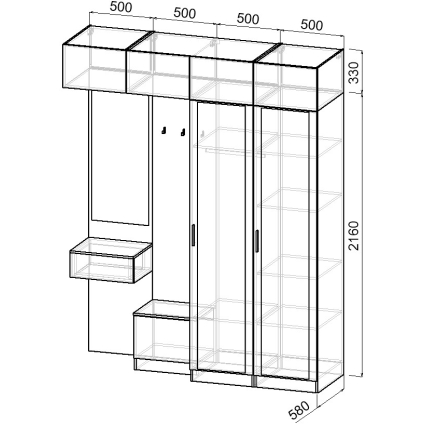 Набор мебели для прихожей "Марсель-261" МР 01-261 В2490 Ш2000 Г580 (ЛД..